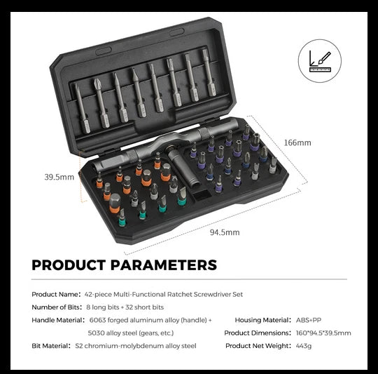 42 in 1 Magnetic Screwdriver Set DIY Ratchet Screwdriver Set, Multi Bit Magneti