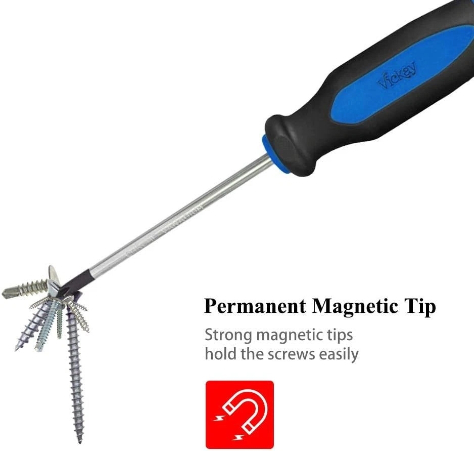 Magnetic Screwdrivers Set, 6 Pieces Slotted & Phillips Screwdriver with Blue