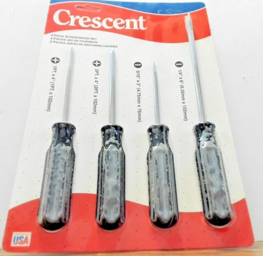 Vintage Crescent 4 Piece Screwdriver Set-Made In USA by Cooper Tools/Brand New!!