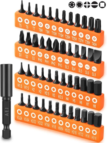 AEJ 49-Pack Screwdriver Bit Set, Hex Head Drill 12pc Torx Bits, Black