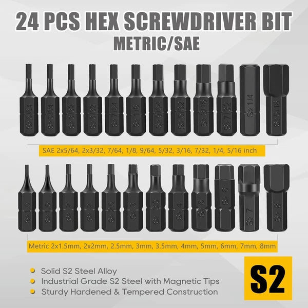 AEJ 49-Pack Screwdriver Bit Set, Hex Head Drill 12pc Torx Bits, Black