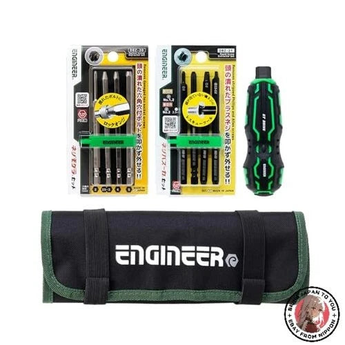 NEW ENGINEER DXZ-03 Screw Extractor Set 4-in-1 Green Stripped Hex & Flat Screws