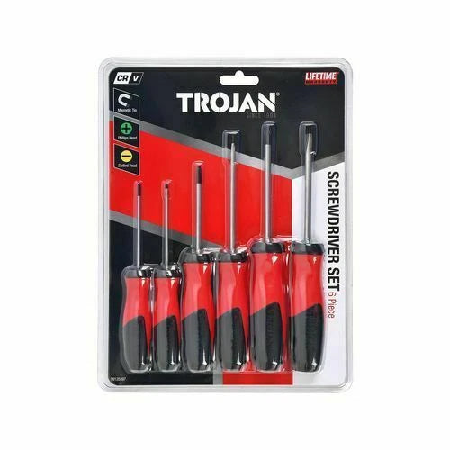 Trojan 6 Piece CRV screwdriver set- Magnetic tip - Phillips and Slotted