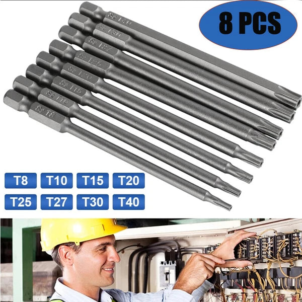 Torx Screwdriver Bit Set Hex Security Magnetic Head 100MM Extra Long IN USA
