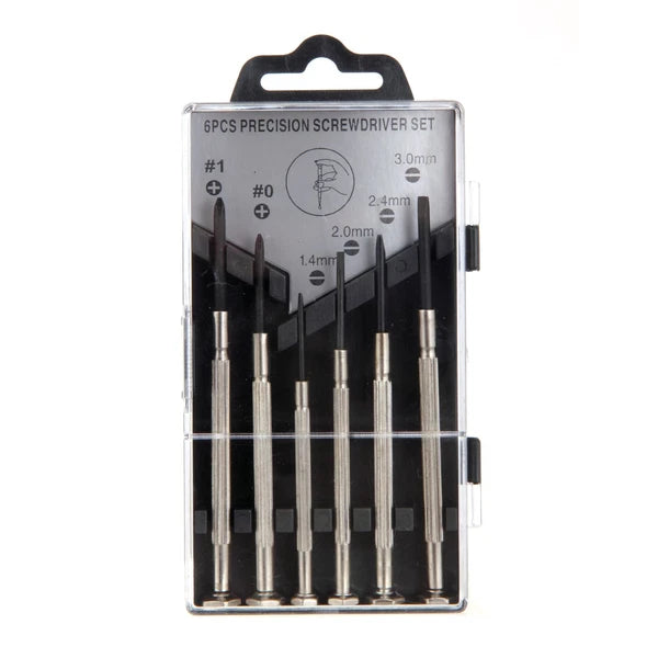 Hyper Tough 6 Piece Precision Philips and Slotted Screwdriver Set TS80037R, Stee