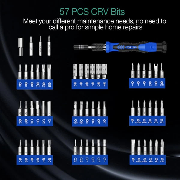 ORIA Precision Screwdriver Set, 61 in 1 Small Screwdriver Set with 57 Precision