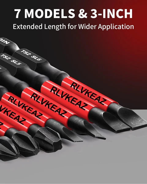 10-PCS 3" Long Magnetic Screwdriver Bits Set: Phillips Bits #1/#2/#3 & Slotted