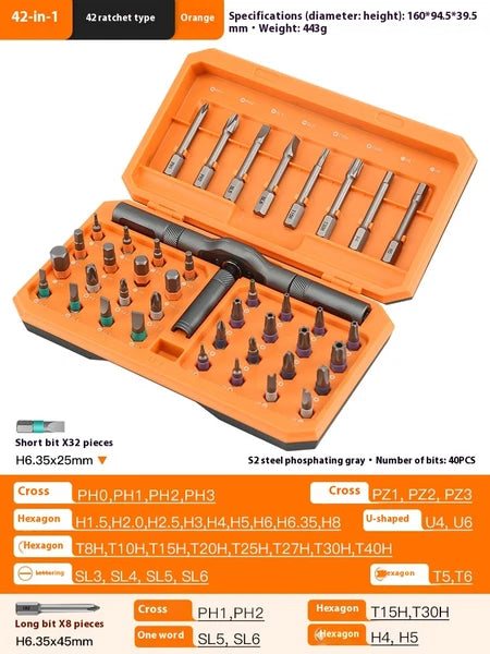 Steel Ratchet Screwdriver Set - Multi-Functional, Effort-Saving Screwdriver Tool