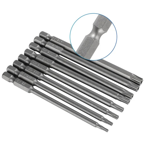 8pcs Torx Screwdriver Bit Set Hex Security Magnetic Head 100MM Extra Long HOT