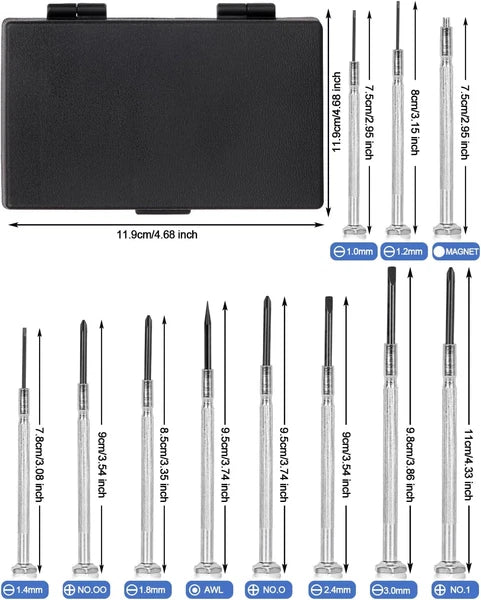 11Pcs Small Screwdriver Set with Hard Case, Tiny Mini Screw Driver Kit with 11 D