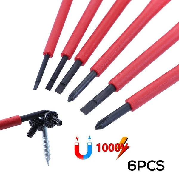 6-Piece Insulated Screwdriver Set 1000V Multi-Function Electrician's Tool