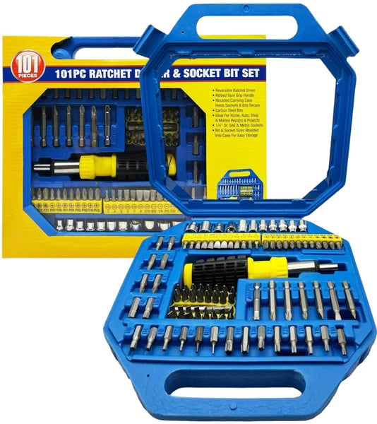 101 Pcs Pro Screwdriver Socket Set Metric Bit Driver Set Ratchet Torx Hex Wrench