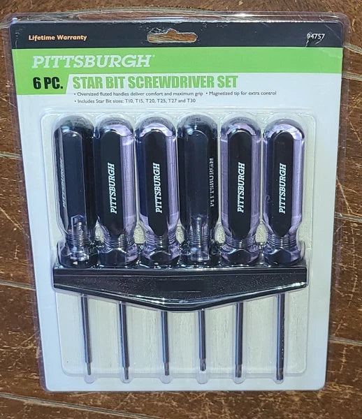 PITTSBURGH 6pc. Star Bit Screwdriver Set w/Oversized Fluted Handles #94757