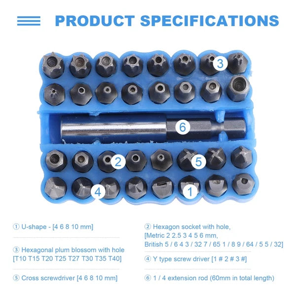Pcs Security Bit Set Tamper Proof Star Screwdriver with Bit Holder