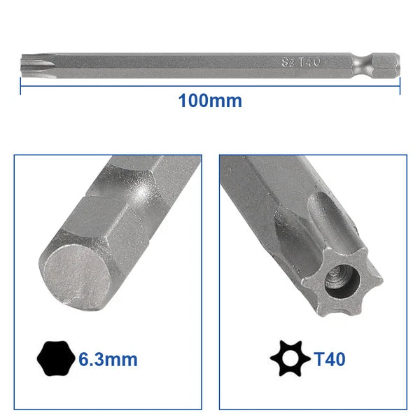 8pcs Torx Screwdriver Bit Set Hex Security Magnetic Head 100MM Extra Long HOT