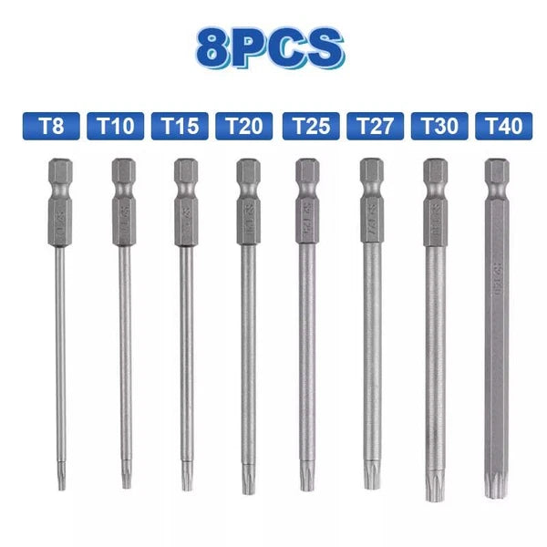 Torx Screwdriver Bit Set Hex Security Magnetic Head 100MM Extra Long IN USA