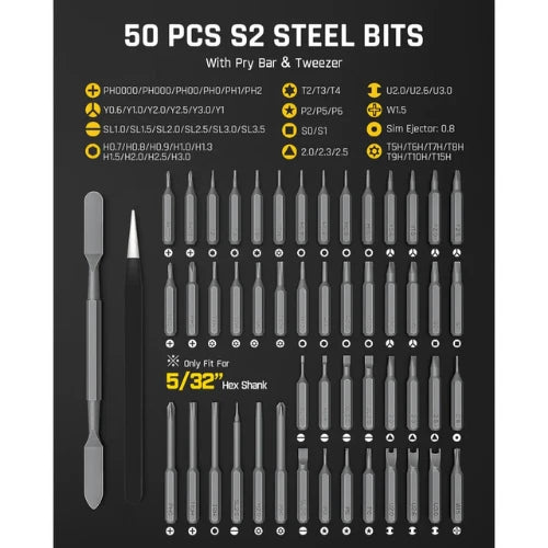 Fanttik E2 Ultra Precision Electric Screwdriver – 50 Bits, USB-C