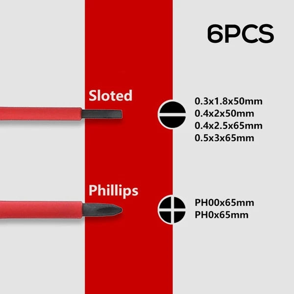 6-Piece Insulated Screwdriver Set 1000V Multi-Function Electrician's Tool
