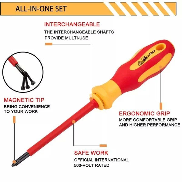 Upgrade Electrician Insulated Screwdriver Set Magnetic Tip Slotted Phillips Tool