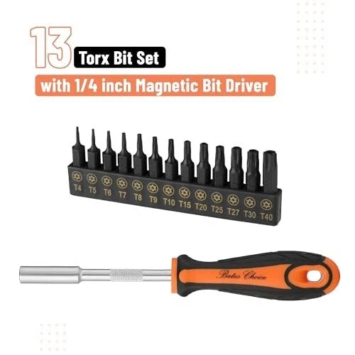 14pc Torx Bit Set Tamper Proof Security Torq T4/T5/T6/T7/T8/T9- T40 Screwdriver