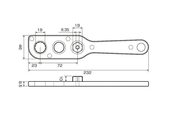 ANEX Offset Adapter Set 19mm Socket (H10~H24)  Ratchet Wrench AOA-19S3