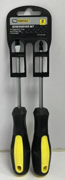Pro Essentials Screwdriver Set 1/4” Phillips And Flathead With Magnetic Tips