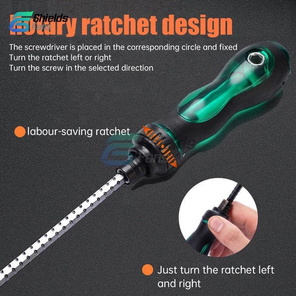 Multifunctional Magnetic Ratchet Screwdriver Set w/8pcs Dual-head Bits Hand Tool