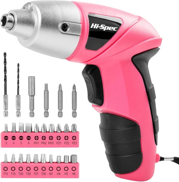 Electric Screwdriver 27pc 3.6V Pink USB Small Power Screwdriver Set