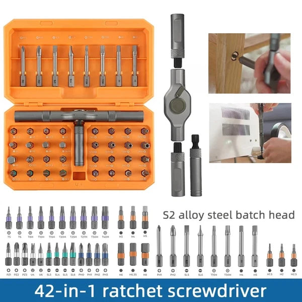 Steel Ratchet Screwdriver Set - Multi-Functional, Effort-Saving Screwdriver Tool