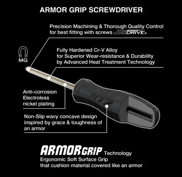 VESSEL - ARMOR GRIP™ Screwdriver Cross Point 4PC. Set (JISDRIVE) No.550APH4PBU