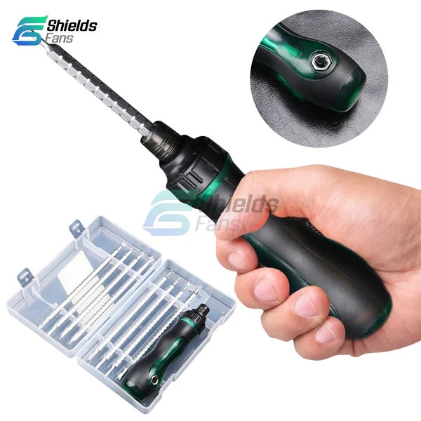 Multifunctional Magnetic Ratchet Screwdriver Set w/8pcs Dual-head Bits Hand Tool