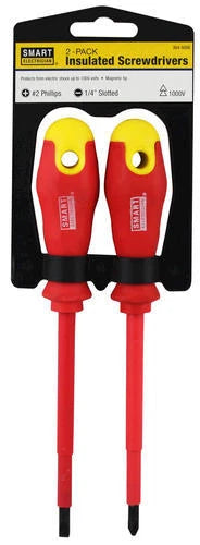 2 piece Insulated 9" Screwdriver Set #2 Phillips 1/4" Slotted Magnetic Tip..
