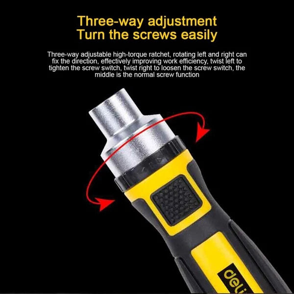6 in 1 Slotted Ratchet Screwdriver Magnetic Bits Screw Driver Dual Purpose Tools