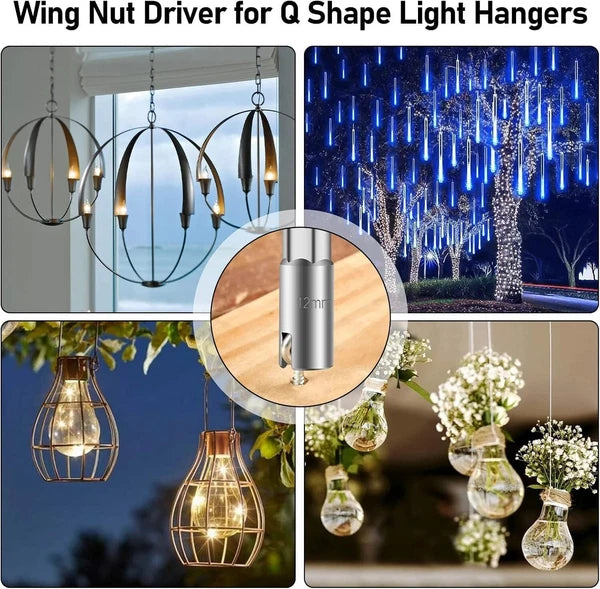 3PCS Power Wing Nut Driver Hook Drill Bit Socket Wrench Tool 1/4 Inch Hex Shank