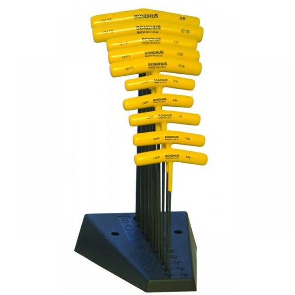 Bondhus BTX10/S 10 Piece Ball T Handle Hexagon Key Set 3/32-3/8" AF Tee Imperial