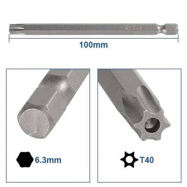 Torx Screwdriver Bit Set Hex Security Magnetic Head 100MM Extra Long IN USA