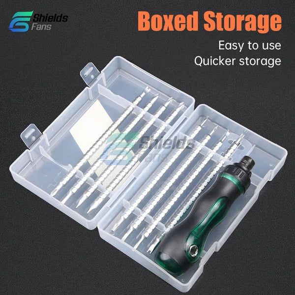 Multifunctional Magnetic Ratchet Screwdriver Set w/8pcs Dual-head Bits Hand Tool