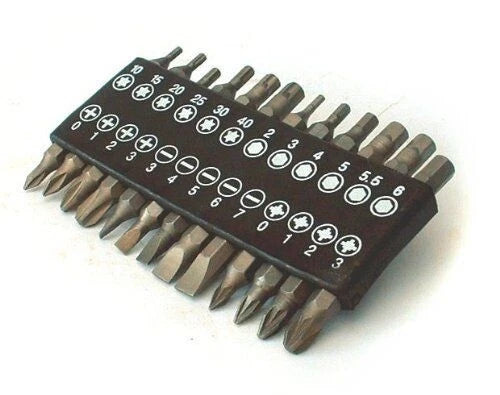 25 PCE 25mm PZ POZI PH PHILIPS HEX TORX STAR SCREWDRIVER BIT SET + BELT CLIP