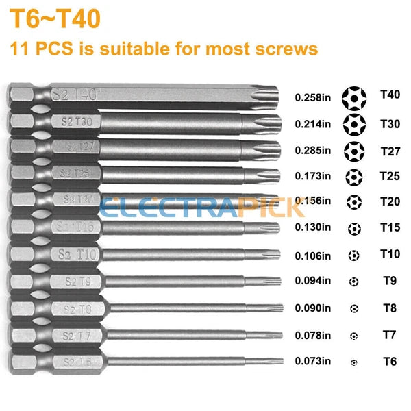 11PC Torx Bit Set Quick Change Connect Impact Driver Drill Security Tamper Proof