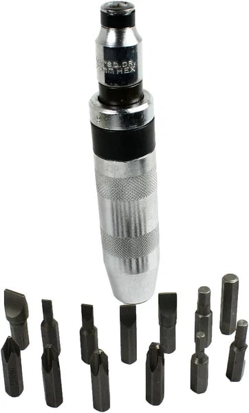 14 Pc 1/2" Heavy Duty Impact Screwdriver Driver Set SAE Reversible w/ Metal Case